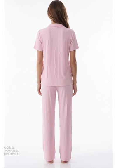 Penti Pembe Alia Pink Düğmeli Gömlek Pantolon Pijama Takımı