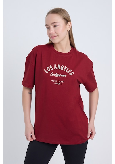 Velvoria Unisex Oversize Bordo Los Angeles T-shirt