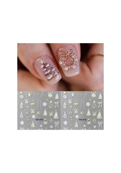Kurabiye Adam Çam Ağacı Kar Tanesi Noel 3d Tasarım Yapışkan Sticker Tırnak Dövmesi Nail Art 98164775