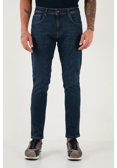 Buratti Pamuklu Slim Fit Yüksek Bel Dar Paça Jeans Erkek Kot Pantolon 3300C41Tokyo Lacivert