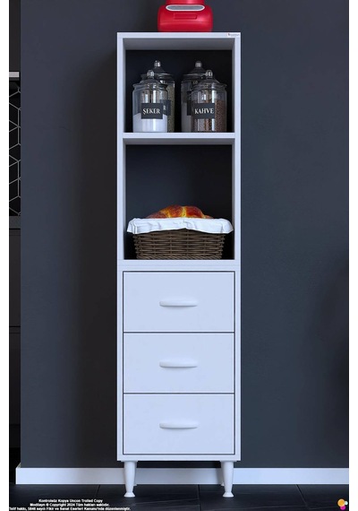 Velar 45 Cm 3 Çekmeceli Açık Raflı Mutfak Erzak Dolabı Çok Amaçlı Kiler Banyo Dolabı 45x150x32 Cm Beyaz Velar 45 Cm 3 Çekmeceli Açık Raflı Mutfak Erzak Dolabı Çok Amaçlı Kiler Banyo Dolabı 45x150x32 Cm Beyaz