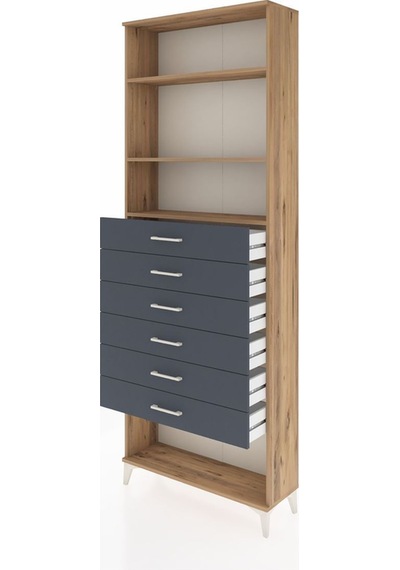 Arges Dolap 3 Raflı 6 Çekmeceli 88x30x243 Çam-antrasit Atlas Çam Arges Dolap 3 Raflı 6 Çekmeceli 88x30x243 Çam-antrasit Atlas Çam