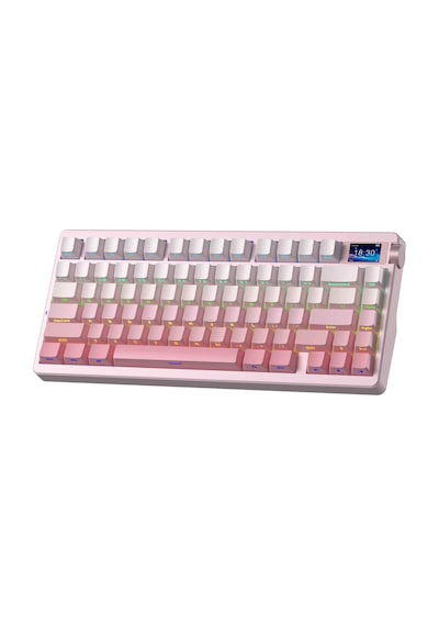 Aula Nova75 Mekanik Rgb Klavye Tkl Strawberry Mint Switch Tri Mode Kablosuz Makrolu Hot Swap Gaming Oyuncu Klavyesi Gradyan Pembe