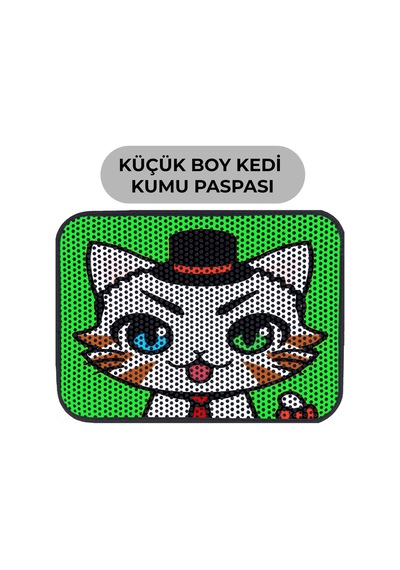 Renkli Desenli Elekli Kedi Tuvalet Önü Paspası 45 X 60 Cm Küçük Yeşil - 834019341