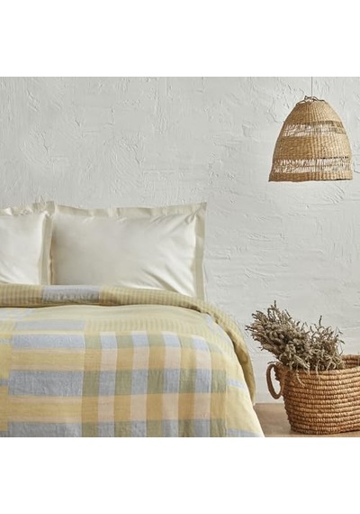 Karaca Home Striped %100 Pamuk Çift Kişilik Müslin Pike Mavi Açık Indigo