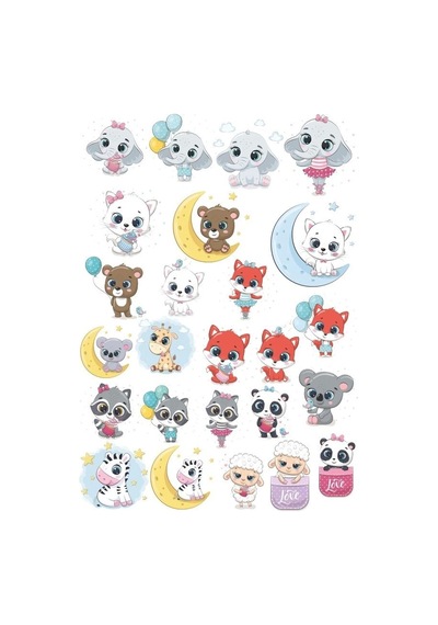 Sevimli Hayvanlar Sticker Set-5 12 Parça Telefon, Tablet, Defter, Laptop Sticker