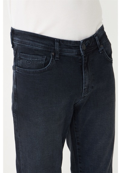 Koyu Mavi Düz Kesim Klasik Günlük Jean Pantolon Blue