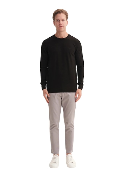 Cazador Slim Fit Soft Touch Basic Bisiklet Yaka Kazak-33155 Siyah