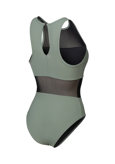 Arena Mesh Panels Swimsuit Vent Back Kadın Gri Yüzücü Mayosu 006658600 1666957 Gri
