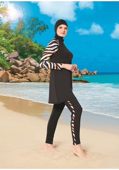 Ruko Maio 22128-1 Çizgili Desenli Reglan Kol Micro Lycra Mayo
