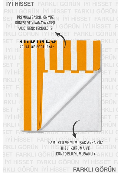 Çizgili Marine Sardalya Balık Temalı Plaj Havlusu - Akdeniz Stil Sarı Beyaz Mikrofiber Havlu Serin Çayı