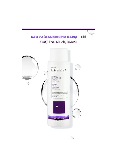 Derma Needs Yağlı Saçlar İçin Şampuan Şampuan 400 ML Sebum Dengeleyici Biotinli, Sülfatsız, B5 Vitaminli