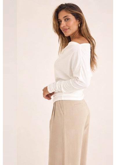 Fashion Friends Asimetrik Yaka Ekru Kadın Bluz 26k0057k1