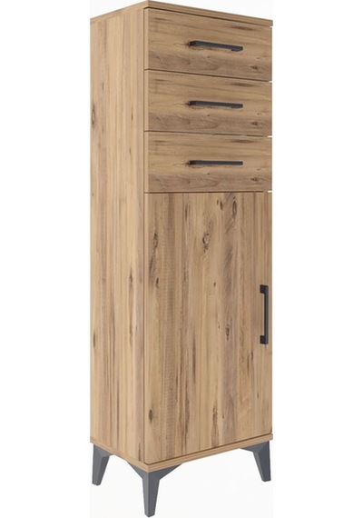 Arges Dolap 3 Çekmeceli Tek Kapaklı 44x30x134 Çam-çam Çam