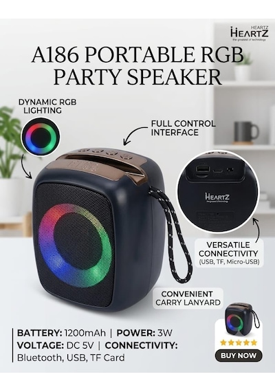Bluetooth Hoparlör 8w Rgb Led Usb Hafıza Kartı Destekli Üst Kısmı Rose