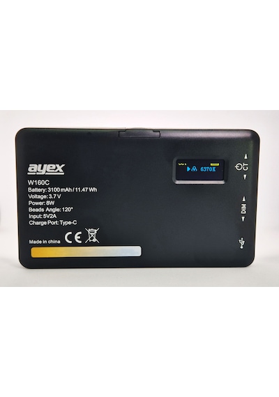 Ayex W160c Bicolor Led Video Işığı 2500k-6500k Renk Sıcaklığı, 160 Led, Lcd Ekran, 3100mah Batarya