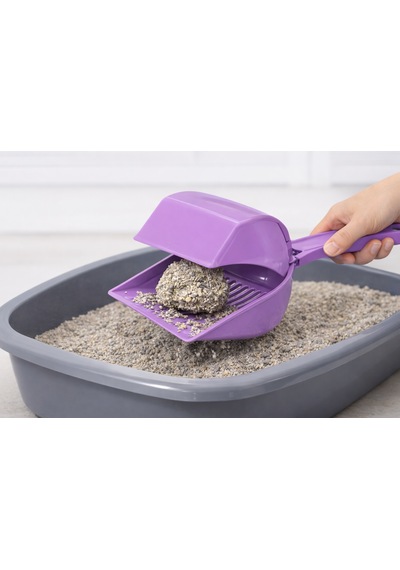 Kapaklı Kedi Kumu Küreği Elekli Ergonomik Saplı Dayanıklı Plastik Kum Temizleme Küreği 26 Cm