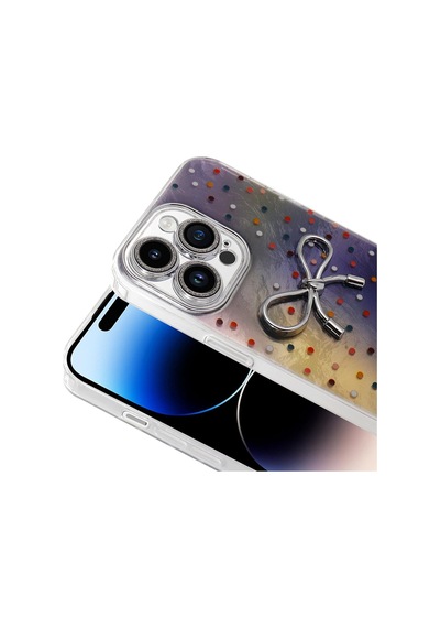 Apple iPhone Uyumlu 14 Pro Max Kılıf Kamera Korumalı Figürlü Zore Ponti Silikon Kapak - Lila