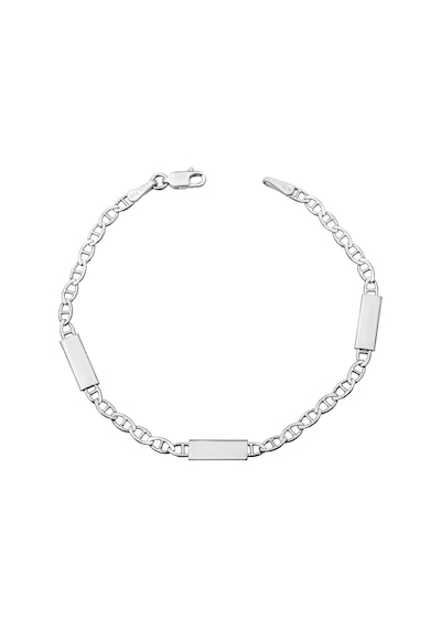 925 Ayar Gümüş Bar Model Plaka Detaylı Erkek Bileklik 19+2 Cm 4 Mm Zincir Gümüş