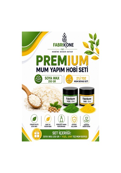 Premium Mum Yapım Hobi Seti - Soya Wax 250 Gr - 2'li Toz Mum Boyası Seti - Yeşil, Sarı Bkfabsw2502ysr Karışık