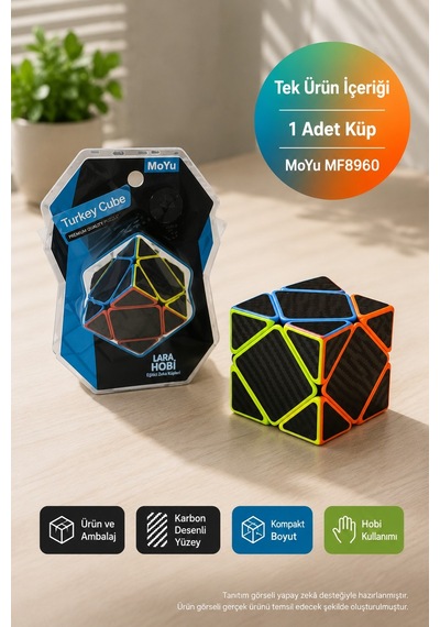 Moyu Skewb Zeka Küpü Mf8960 Fiber Karbon Desenli Renkli Eğitici Akıl Mantık Hobi Puzzle Oyunu 5,4 Cm