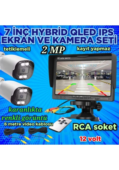 Tarım Araçlarına Özel 2 Adet Ahd 2mp Warm Ledli Kamera Ve 7'' Qled Ips Monitör 12 V