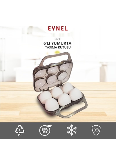 Tr Saplı 6'li Yumurta Taşıma Kutusu, Plastik Buzdolabı İçin Yumurtalık Pikniklik Pratik Yumurta Taşıma Kabı Diğer