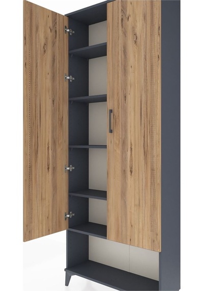 Arges Dolap 5 Raflı 2 Kapaklı 88x30x221 Antrasit-çam Antrasit