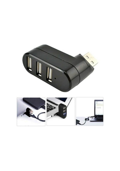 3 Port 180 Dirsek Usb Hub Çoğaltıcı Çoklayıcı Usb 2.0 Çoklama