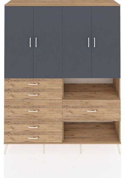 Hyperion Gardrop 7 Raflı 6 Çekmeceli 4 Kapaklı 176x44x221 Çam-antrasit/çam Antrasit/çam Hyperion Gardrop 7 Raflı 6 Çekmeceli 4 Kapaklı 176x44x221 Çam-antrasit/çam Antrasit/çam