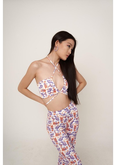 Holly Lolly Crop Bağlamalı Ricca Bluz Beyaz