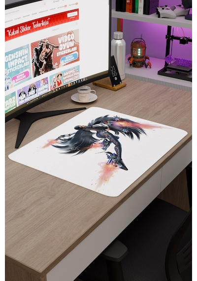 Bayonetta Kaymaz Dikişli Kauçuk Oyuncu Mousepad V2 - 48x40 Xl Gaming Mouse Pad Fare Altlığı