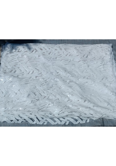 Pullu Nakışlı Beyaz Dantel Abiyelik Gelinlik Tül Kumaş 1,30X30M