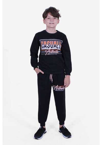 Cyberrabit Baskılı Erkek Çocuk Kanguru Cepli Kapüşonlu Lacivert Sweatshirt Lacivert