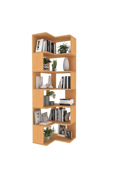 Woodesk Bohem, Ahşap, Masa Ve Köşe Kitaplık Takımı, Tik Renk Teak