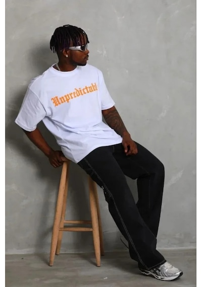 Modi Erkek Baskılı T-shirt Kısa Kol Bisiklet Yaka Regular Fit Rahat Kalıp Günlük Tişört - Beyaz - Mymg185478