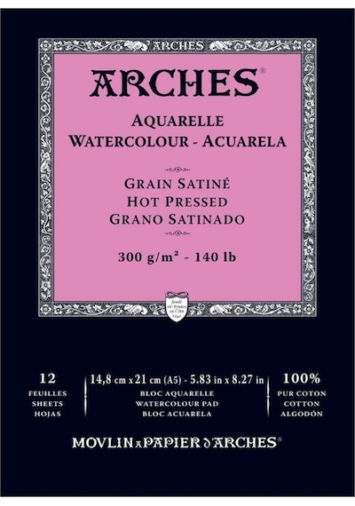 Arches Suluboya Blok Defter - Düz Doku - 300Gr.  A5- 12 Yp.