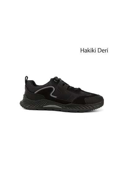 Gönderi(R) Erkek Siyah Bağcıklı Kauçuk Taban Hakiki Deri Sneaker Ddma82242258 Siyah