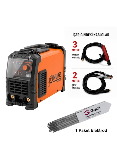 Nuriş Ma200e İnverter Kaynak Makinesi + 1 Paket 100'lü 2,5x350mm Elektrod