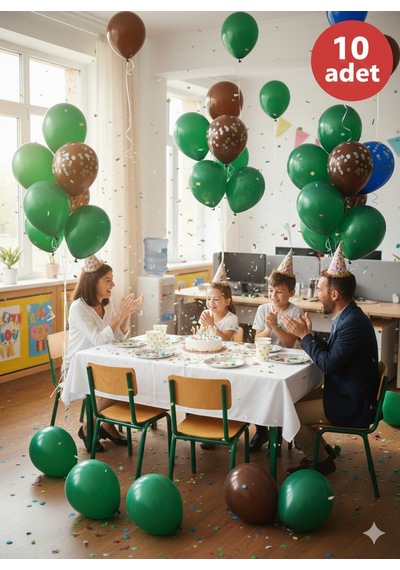 10 Adet Yeşil Metalik Balonlar Parti & Kutlama Paketi Diğer