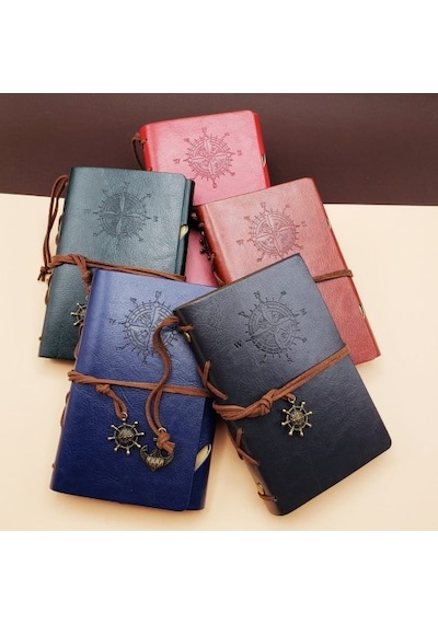 Küçük Boy Pusula Baskılı Deri Defter Diğer