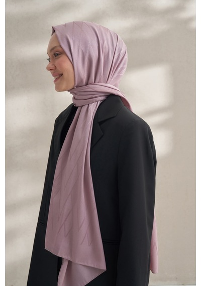 Armanda Krep Jakar Prizma Desen Şal - 70 X 190 Sisli Pudra