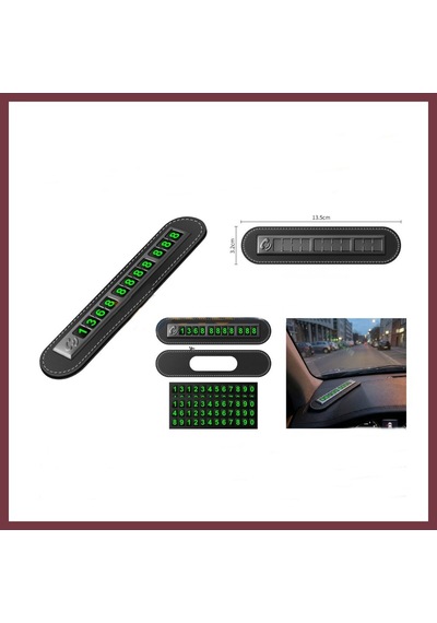 Storeşahin Lüks Deri Tasarım Araç İçi Telefon Numaratörü Yeşil Fosforlu 13.5x3.2 Cm Siyah Shn0720