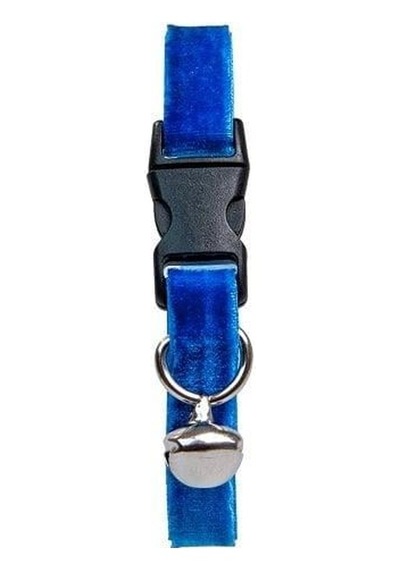 Kadife Zilli Ayarlanabilir Kedi Boyun Tasması 22-30 Cm Lacivert-18502