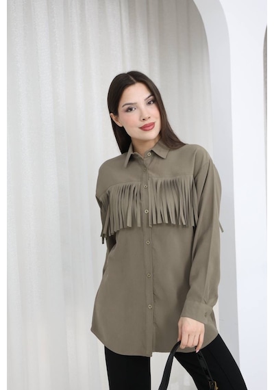 Piove Püskül Detaylı Gömlek Olive Charm MÜRDÜM