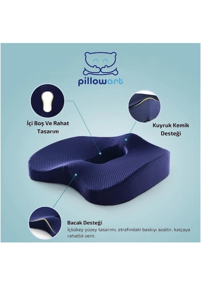 Ayrex Pillowart Visco Ortopedik Oturma Simidi Koltuk Minderi Visko Kuyruk Sokumu Yastığ Diğer