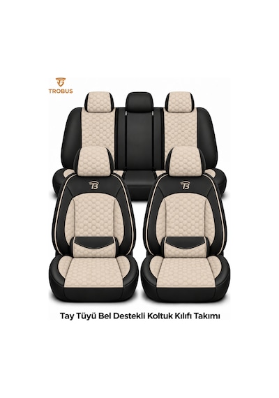 Peugeot 305 1977 1989 Uyumlu Altay Bel Destekli Tay Tüyü Oto Koltuk Kılıfı Bej Siyah
