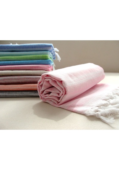 Açık Pembe %80 Pamuk 175x96cm Peştemal Püsküllü Banyo Havlusu M1 Açık Pembe