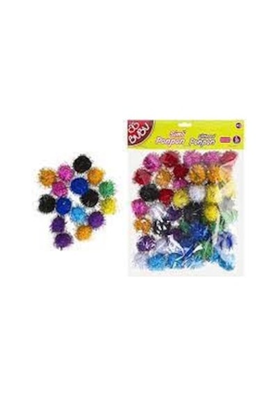 Bu-Bu Simli Pon Pon 3 Cm 50'Li Karma Renk