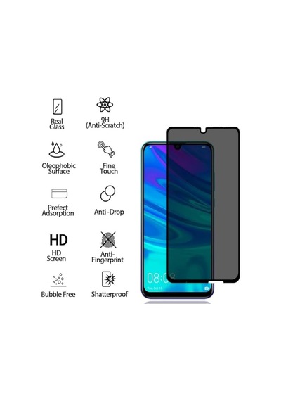 Huawei P Smart 2019 Privacy Hayalet Ekran Koruyucu 2 Adet - 9h Temperli Cam, Yan Görünme Engelleyici, Tam Kaplam
